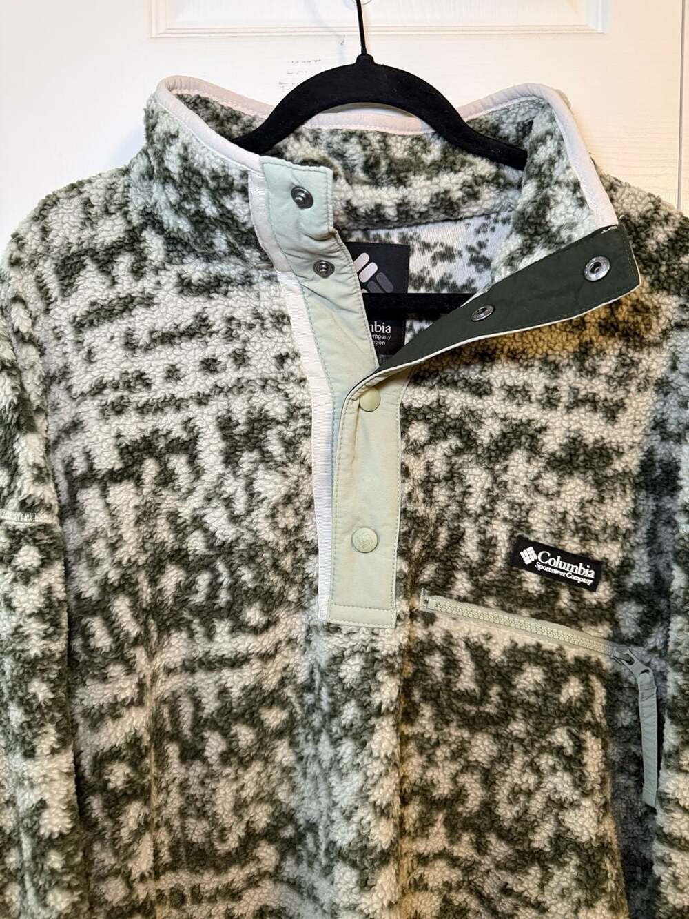 Columbia Helvetia II Printed 1/2-Snap Fleece Size XL Green Fleece Pullover